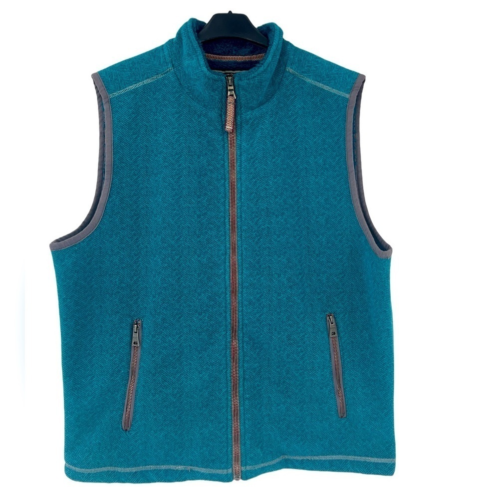 True Grit Herringbone Zip Fleece Vest western, blue SZ XL